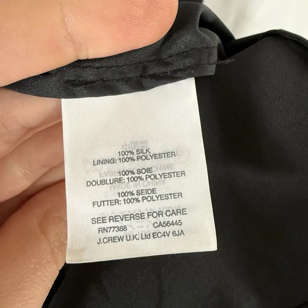 J. Crew Silk Knee Length Dress Women's 4 Black Side Zip Lightweight Sleeveless